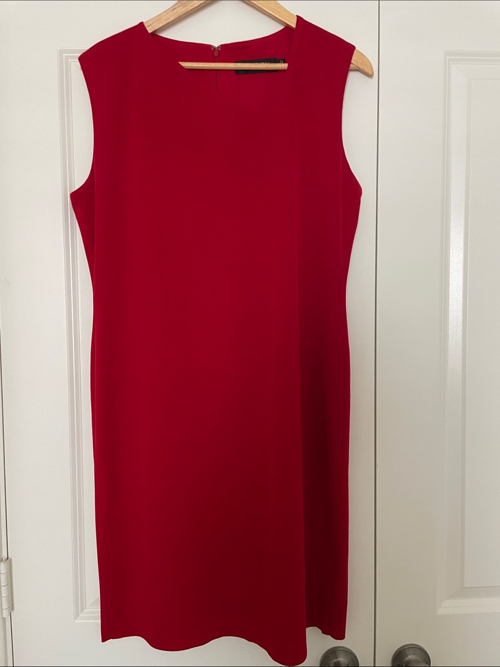 Mistook Cherry Red Asymmetrical Cutout Neckline Knit Shift Dress L